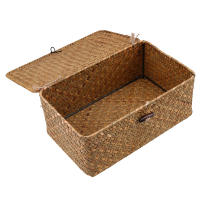 Cesta De Almacenamiento Rectangular De Rotura Hecha a Mano Caja De Organización Para Escritorio Para Ropa Y Artículos Domésticos Material De Paja Ecológico - details 5