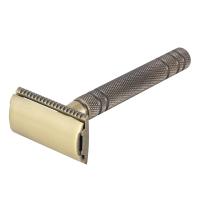 Afeitadora Clásica De Seguridad Para Hombres Con Cuchilla Intercambiable Estilo Latón Bronce Doble Faja Para Rostro Y Cuerpo - details 1