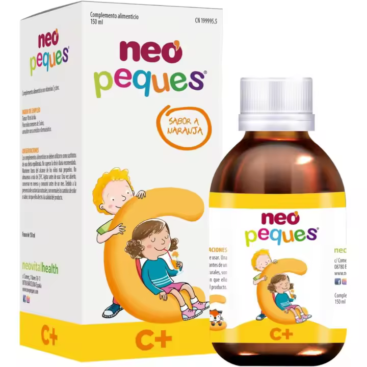 NEO PEQUES | 150 ml | Jarabe Infantil C+ a Base de Vitamina C y Zinc | Fortalece las Defensas y Favorece el Crecimiento en Niños | Delicioso Sabor Naranja - 1