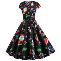 Vestido Midi Vintage Elegante Para Fiesta De Navidad Mujer Con Cintura Alta Manga Corta Vestido De Promoción Jurk Robe - details 26