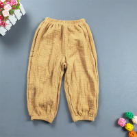 Pantalones Harem De Algodón Para Niños Y Niñas Estilo Casual Color Sólido Transpirables Verano Cierre Elástico Talla True Fit - details 9