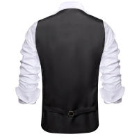 Chaleco De Vestir Negro Con Cuello V Y Corbata Para Hombre Hi-Tie Estilo Casual Ajustable Para Fiestas Y Negocios - details 11
