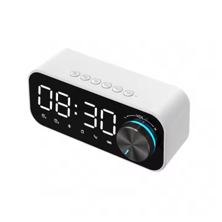 Reloj Despertador with Radio Digital, Altavoz with Bluetooth, Pantalla LED de Hora y Alarma y surface de Espejo para escritorio - 1