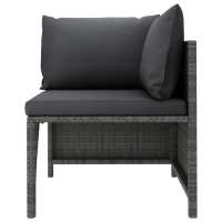 vidaXL Set de muebles de jardín 3 pzas y cojines ratán sintético gris - details 2