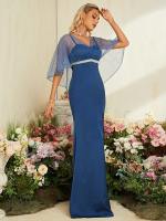 Mgiacy Vestido De Noche Con Cuello En V Y Cinturón De Perlas Vestido De Fiesta Bridesmaid Para Mujer Vestido De Prom Senior - details 3