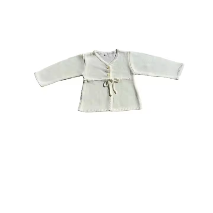 Sandra Adrubau | Chaqueta de Punto para Niña | Manga Larga y Cuello en Pico | Beige - 1