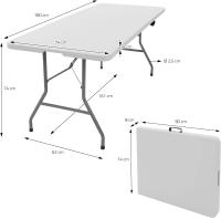STARLEY-Mesa de Camping Plegable de Plástico y Patas de Acero 180 x 70 x 74cm Blanca Mesita Buffet de Eventos Interior Exterior para 6 Personas Tablero con Asa de Transporte para Jardín Terraza - details 7