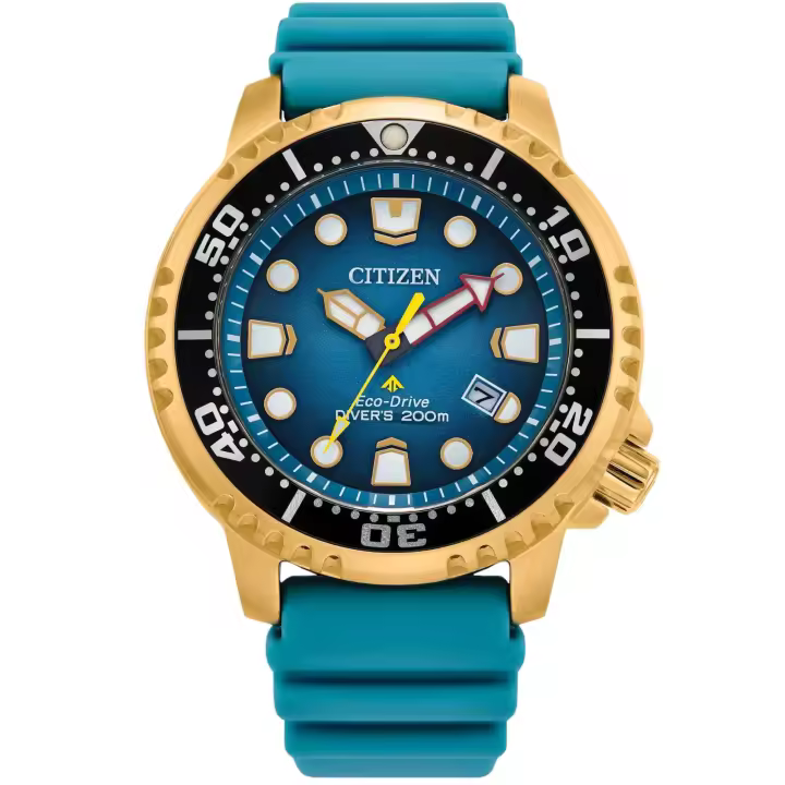 Reloj Citizen BN0162-02X Eco-Drive Promaster Diver 200 m Dorado Azul Celeste - 1