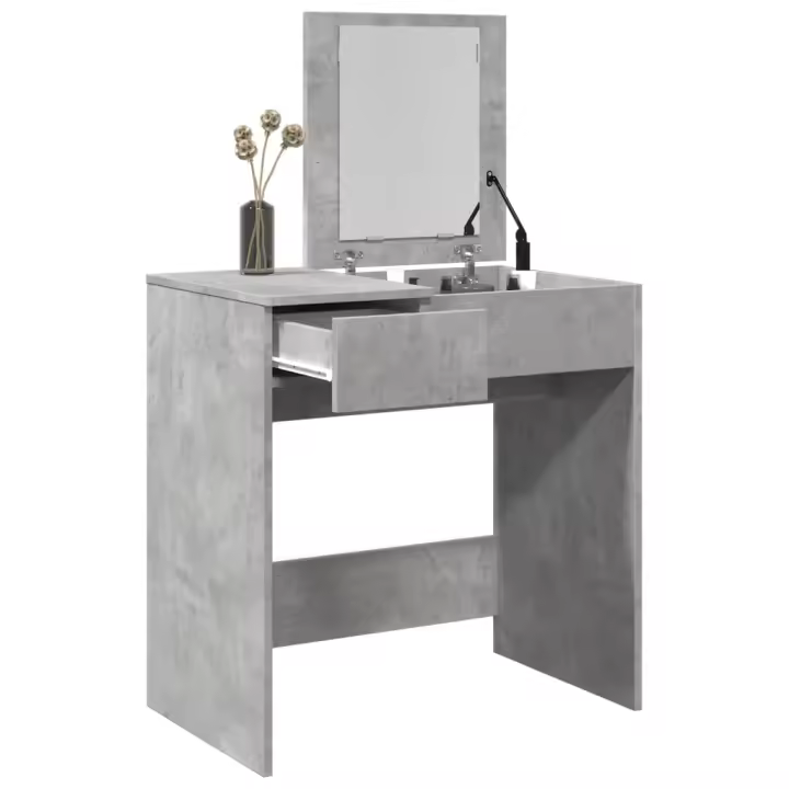 vidaXL Tocador con espejo 73x46,5x120 cm en color Roble ahumado/Negro/Gris hormigón y más | decorativo de pared para baño dormitorio recibidor moderno - 1