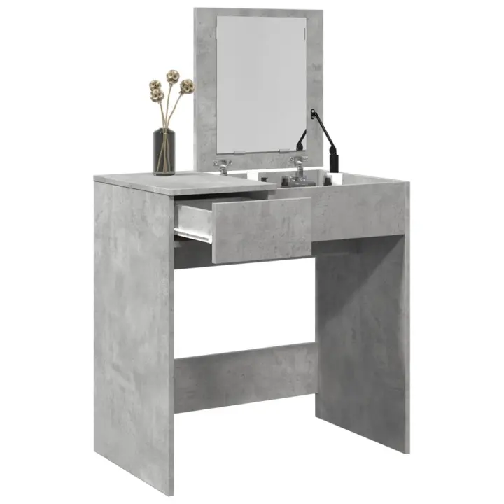vidaXL Tocador con espejo 73x46,5x120 cm en color Roble ahumado/Negro/Gris hormigón y más | decorativo de pared para baño dormitorio recibidor moderno - 1