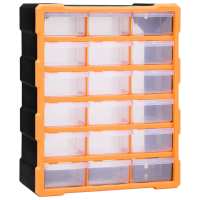 vidaXL Organizador Multicajones con 18 Cajones Intermedios Herramientas Taller Color Naranja y negro,  Gris, y mas - details 0