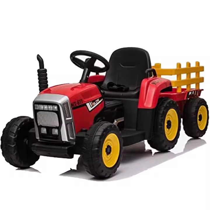 BABYCOCHES - Tractor eléctrico para niños con batería 12V,  mando a distancia, equipo de sonido. Tractor infantil con remolque. Gama de coches eléctricos infantiles y vehículos a batería. Tractor eléctrico con remolque desmontable. Iluminación y sonido. - 1
