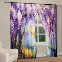 2pcs Cortina De Pintura Al Aire Libre De Florecillas De Wisteria Para Decoración Del Hogar Tratamiento De Ventana Para Dormitorio Oficina Cocina Material 100% Poliéster - details 4