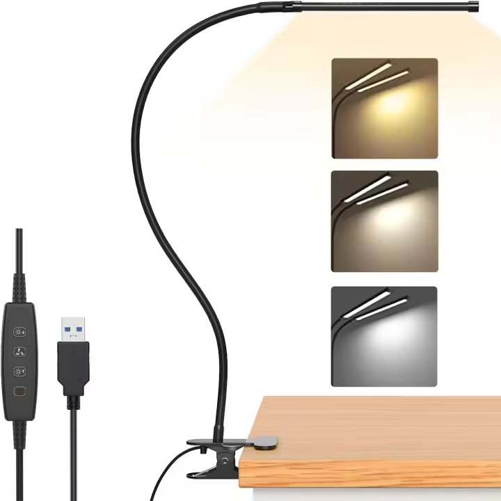 Lámpara De Escritorio LED Con Luz De Libro USB Recargable Luz De Lectura Cálida Y Fría Portátil Flexible Fácil De Clip Para Lectura Nocturna - 1
