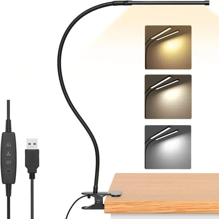 Lámpara De Escritorio LED Con Luz De Libro USB Recargable Luz De Lectura Cálida Y Fría Portátil Flexible Fácil De Clip Para Lectura Nocturna - 1