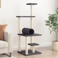 vidaXL Rascador para Gatos con Postes de Sisal Árbol Torre 136 cm Color Crema,  Gris claro,  Gris oscuro y mas - details 2