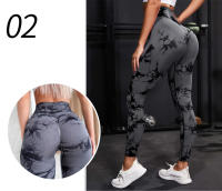 Pantalones De Yoga Para Mujer De Cintura Alta Control De Abdomen Push up Leggings De Talla Grande Talla Pequeña Talla Media Sin Costuras Tie Dye Bleach Fitness Gimnasio Deportes Pantalones - details 3
