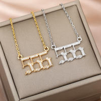 Collar De Suerte Con Números Ángeles Para Mujeres 111222 333 444 555 777 888 999 Cuello De Zirconia Acero Inoxidable Pendiente De Moda - details 4