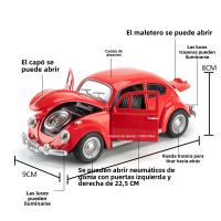 Coche De Escala 1:18 Beetle 1955 Juguetes De Aleación De Metal Con Luz Y Música Ruedas De Goma Vehículos Retro Para Colección Y Regalos Para Niños - details 3