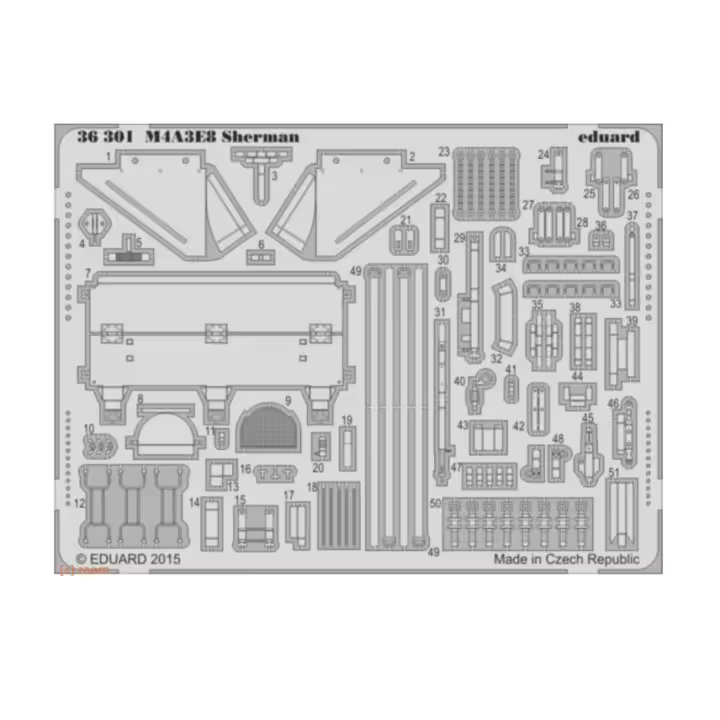 Tamiya Fotograbado M4A3E8 Sherman 1/35 Eduard-36301 - 1