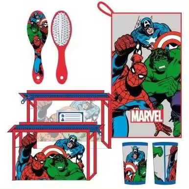 Neceser Aseo Avengers de Viaje Accesorios, Con Cepillo, Toalla y Vaso, 23 x 15 x 8 cm, Cerdá - Kiglam - 1