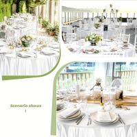 Mantel Redondo De Seda Blanca 1 Pieza Fundas Para Mesa Brillante Y Suave Para Bodas Fiestas Restaurante Banquete Decoraciones - details 4