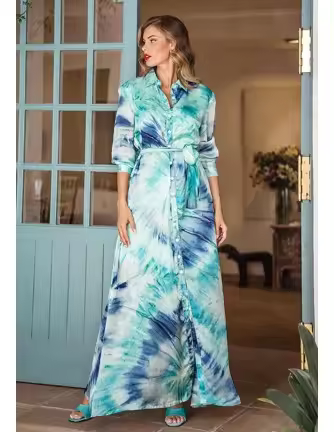 Vestido Selva largo camisero con lazada - 1