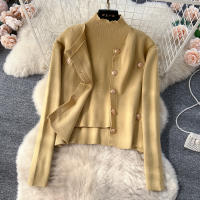 Conjunto De Ropa De Mujer REALEFT Otoño Invierno 3 Piezas Traje De Tejido Knitted Cardigan De Botón Sencillo Y Tops Falda Elegante Para Oficina - details 52
