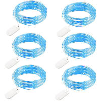 6 Pack Luces Faeiras LED Operadas Por Batería Cadena De Luz Impermeable Con Hilo De Plata Para Decoración De Bodas Y Fiestas En El Dormitorio Patio Y Navidad - details 2
