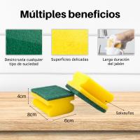 Estropajo de Cocina Ecológico para Fregar. Pack de 8 Estropajos Cocinas Resistentes y Duraderos para una Limpieza Fácil. Esponja Limpieza De Dos Lados de Larga Duración - details 4