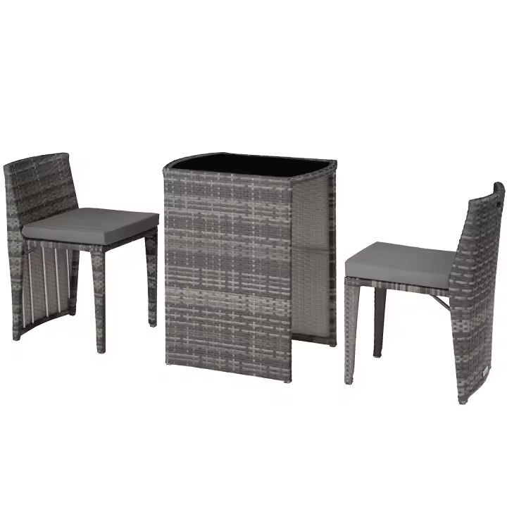 Tectake - Conjunto de ratán y aluminio Bistró Hamburgo  Muebles de Exterior impermeables de diseño elegante  Fino trenzado de poliratán resistente  Cojines cómodos e impermeables - 1
