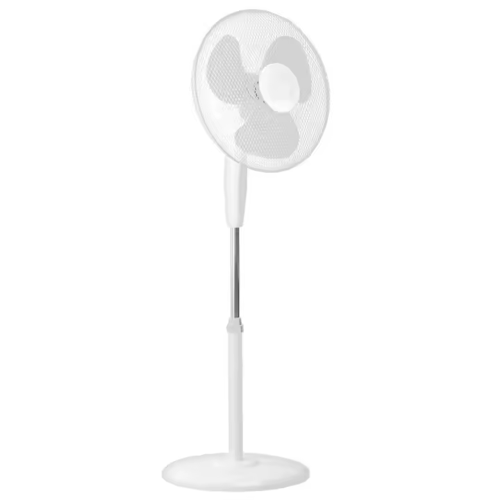 Ventilador de Pie, 3 Velocidades, Regulable Altura, 230v-45w, 125cm,Ventilador Blanco de Pie, Ideal para Casa, Oficina, Dormitorio, Salon, Oscilante Horizontal 90º, Cable electrio, Ventilador para Verano, Ventilacion de Aire - 1