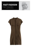 Nuevo Vestido Corto De Primavera/Verano 2024 Para Mujer Estilo Europeo Y Americano Slim Fit Con Bolsillos Decorativos Moda Casual - details 2