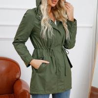 Abrigo De Trench De Algodón Para Mujer plus Talla Con Capucha Estilo Casual Cierre De Cremallera Manga Larga Color Sólido Para Otoño E Invierno - details 22