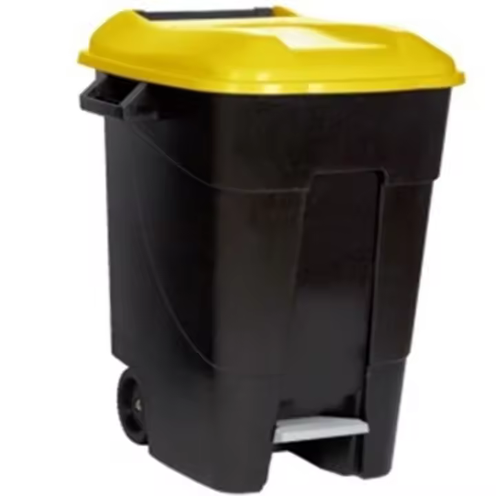 Contenedor residuos con pedal 100l. disponible en varios acabados. acabado amarillo - 1