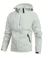 Chaqueta Impermeable Para Hombres Ligera Con Capucha Para Senderismo Y Escalada Resistente Al Viento Ropa Exterior De Otoño - details 1