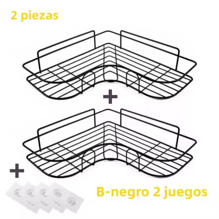 Estante De Baño Metálico Sin Perforar Organizador De Condimentos Esquina Para Almacenamiento De Shampoo Y Cosméticos Accesorios De Baño - 1