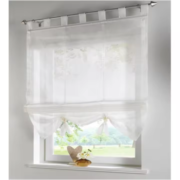 Cortinas romanas para interior de ventana, gasa, para cocina, salón, altura 155 cm, color beige, ancho 60 cm - 1