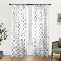 2 Piezas De Cortinas Sheer Con Patrón Geométrico Para Decoración De Sala De Estar Y Dormitorio Material De Poliéster 100% - details 5