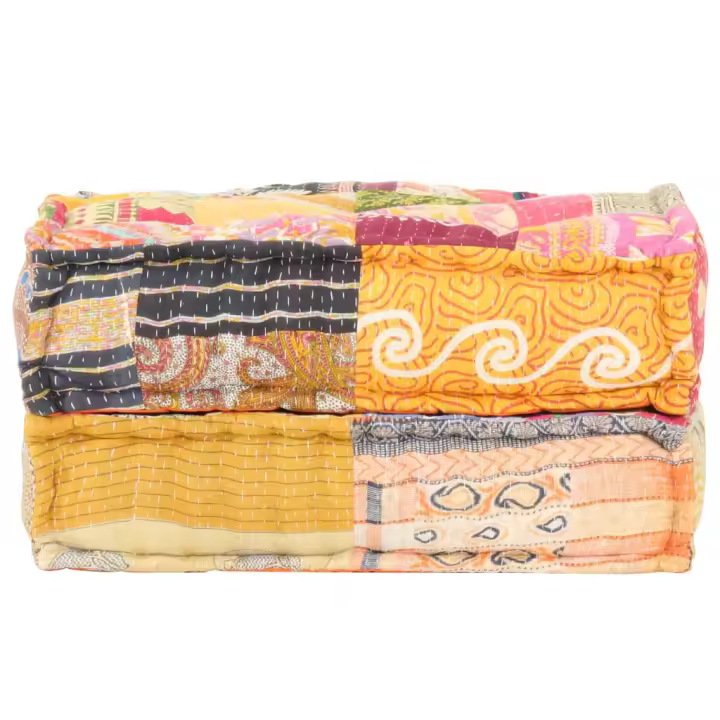 vidaXL Puf patchwork de tela 60x70x36 cm Cojín Decorativo de Asiento Cojines de muebles de salon - 1
