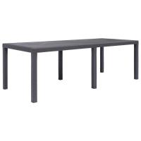 vidaXL Mesa de jardín de plástico aspecto ratán 220x90x72 cm en color Marrón/Blanco/Antracita | estructura resistente ideal para salón dormitorio o estudio - details 0
