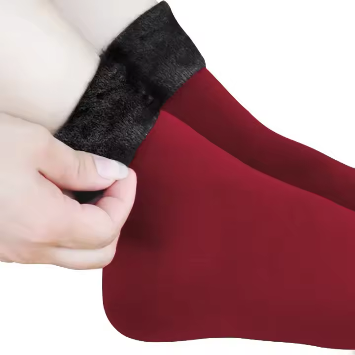 Calcetines Térmicos De Invierno Para Mujer Calcetines Gruesos Y Cómodos De Velours Sólidos Color Negro Sin Costuras Para Hacer Snow - 1