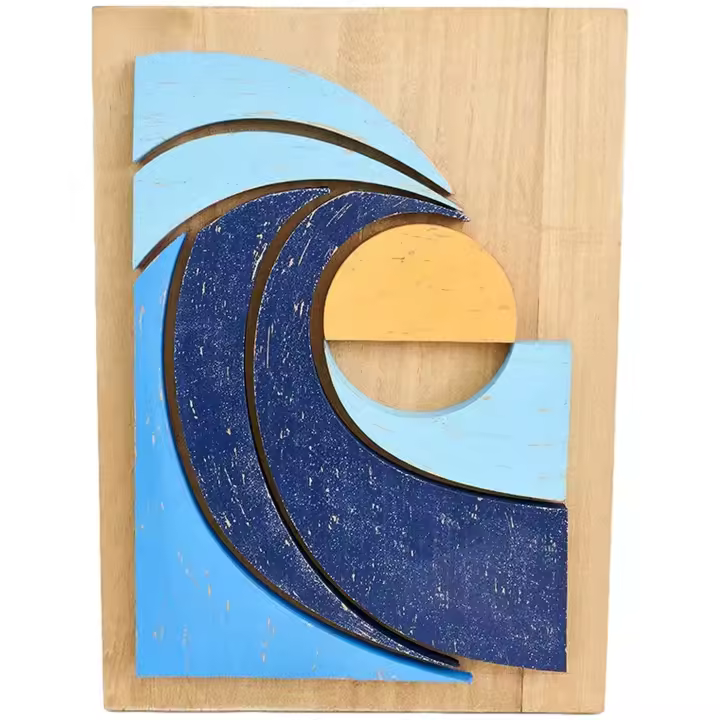 Cuadro Batela modelo Cuadro De Madera Ola L: 27 Cm - H: 37 Cm para unisex en color azul - 1