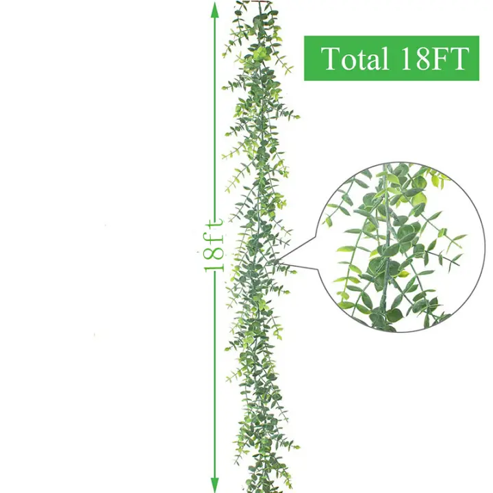 Guirnalda Artificial De Eucalipto Para Bodas Arco De Flores Verdes Rattan Decoración De Pared Para Hogar Y Jardín Plantas Falsas Colgantes - 1