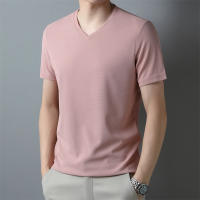 Camiseta Hombre Verano 2024 Cuello V Corta Transpirable Top Casual Polyester Cuidado Manual Talla Única Color Sólido - details 15