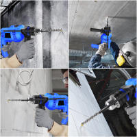 Taladro percutor eléctrico eléctrico, taladro percutor giratorio con función 2 en 1, velocidad variable con broca de impacto, 360 ° Mango giratorio - details 5