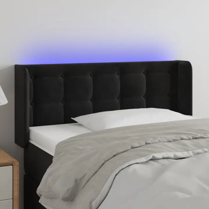 vidaXL Cabecero con LED de terciopelo negro 83x16x78/88 cm - 1