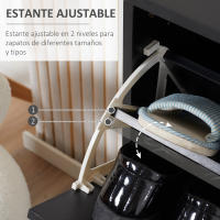 HOMCOM Zapatero Moderno Zapatero de Entrada Recibidor con 2 Cajones y Estantes Ajustables Zapatero Estrecho para Pasillo 60x24x80 cm Negro - details 4