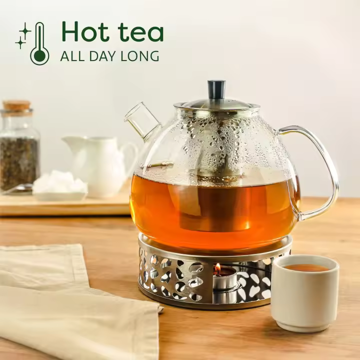 Tetera de Cristal con Tetera y ventilador de té en Caja de regalo-1,5 litros - Apto para lavavajas - 1