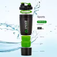 Vaso mezclador de proteínas, vaso mezclador de 3 capas, botella deportiva antideslizante con bandeja para pastillas, vaso mezclador a prueba de fugas - details 2